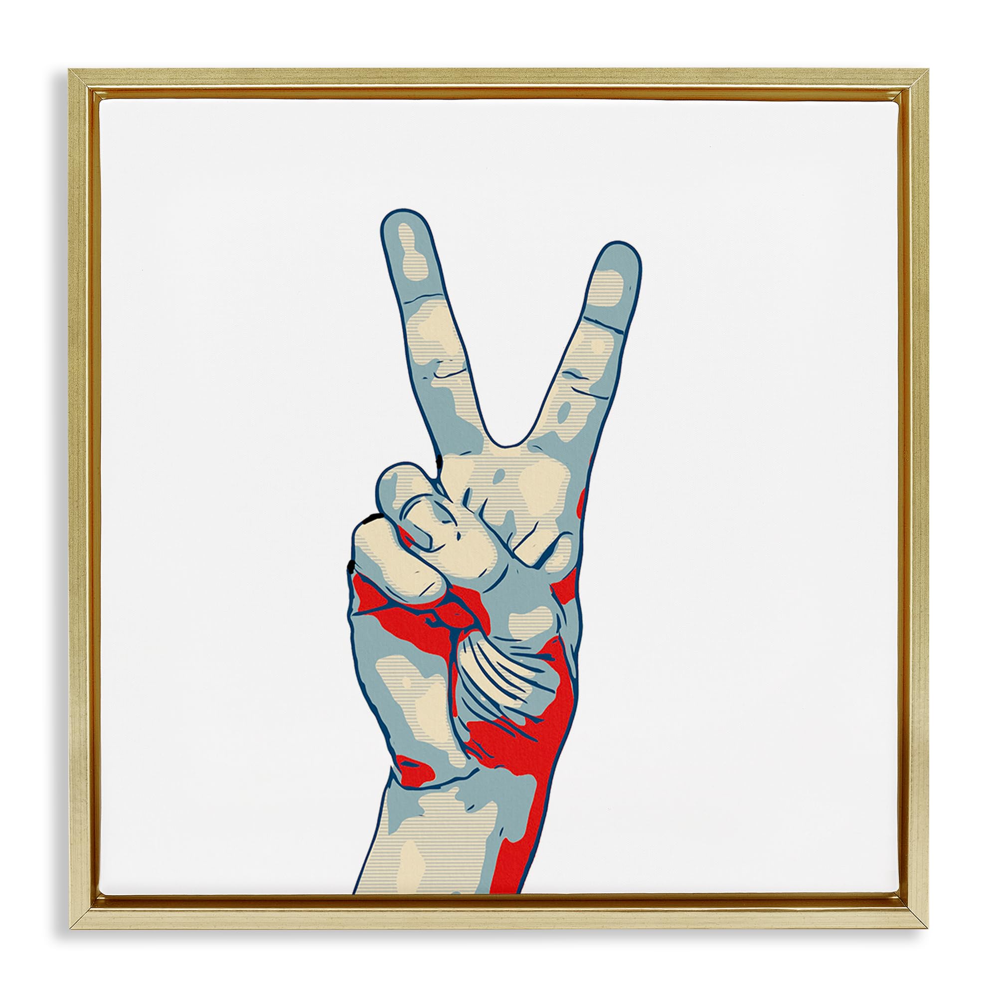 'Pop Style Peace Gesture'| Floating Frame Canvas Art