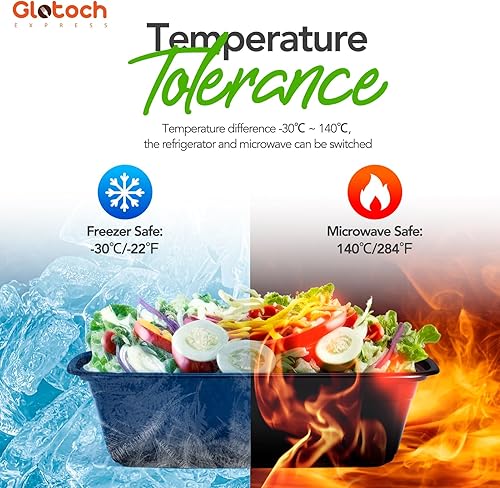 Vista 21 de Glotoch Contenedores reutilizables para preparación de comidas, paquete de 50 recipientes de plástico de 32 onzas con tapas, sin BPA, aptos