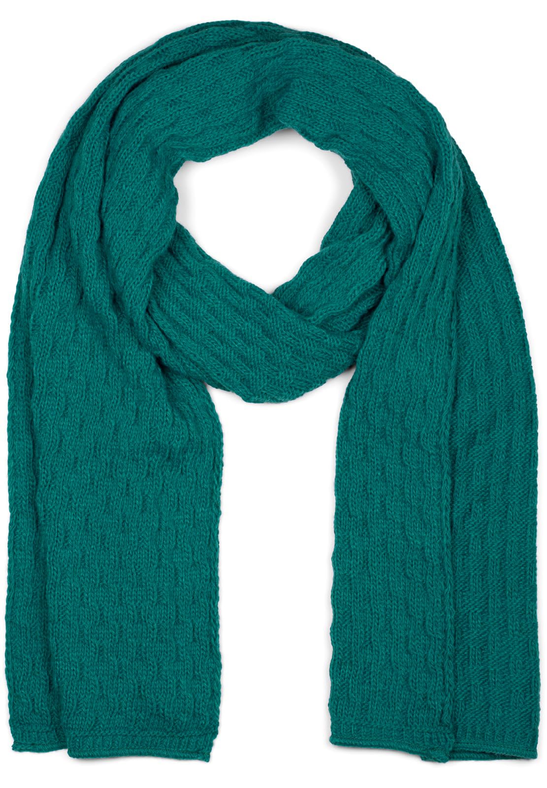 styleBREAKER unisex knit scarf with woven pattern, winter shawl, knit scarf, made in Poland 01018161, Colour:Petrol