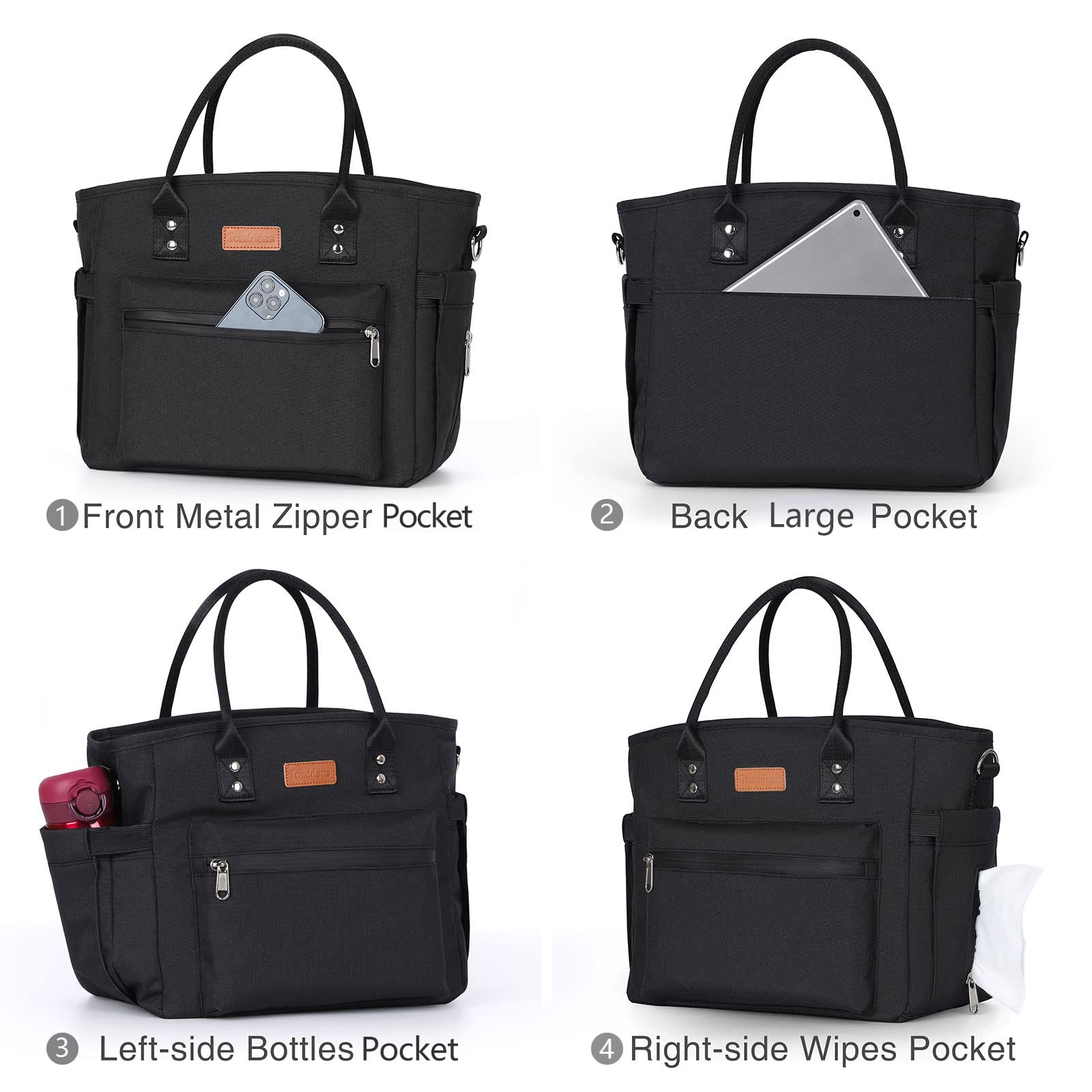 Borsa termica per il pranzo da donna/uomo, a prova di perdite, grande borsa per il pranzo con tracolla rimovibile, borsa portatile riutilizzabile per ufficio, scuola, picnic, spiaggia