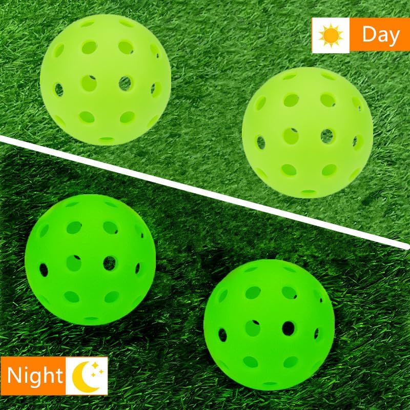 Miniatura 4 de LED Light up Pickleball Ball, Glow in The Dark PickleBalls Balls, 4 Pack Pickleball-Balls Meet USAPA Requirement, 40 Holes Durable inOutdoor Pickle
