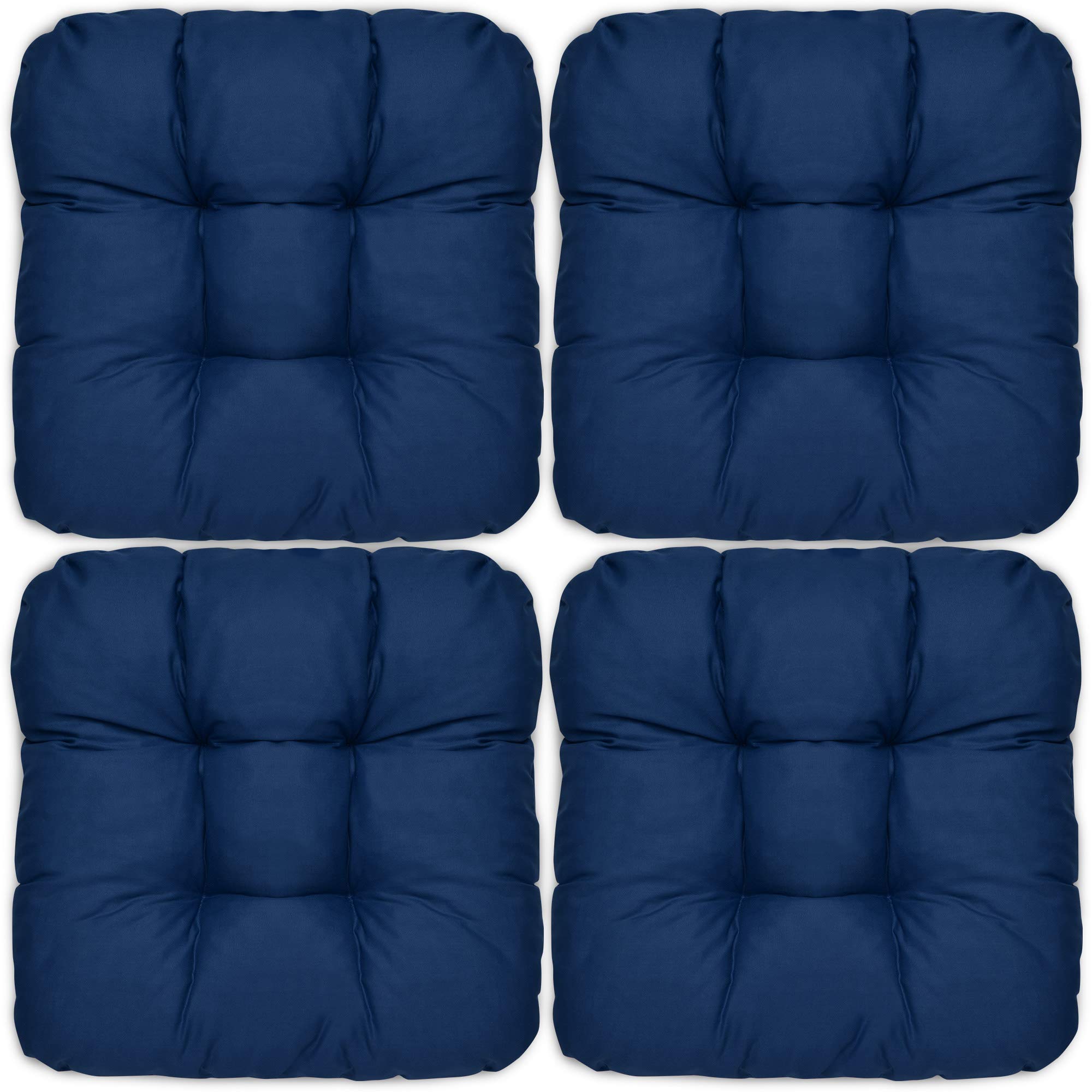 Beautissu Lisa Set de 4 Coussins 40x40 cm – Coussin de Chaise d'extérieur et d'intérieur 40x40 cm, Coussin Souple pour Les chaises de Jardin, Coussin en Mousse de 8 cm - Bleu foncé