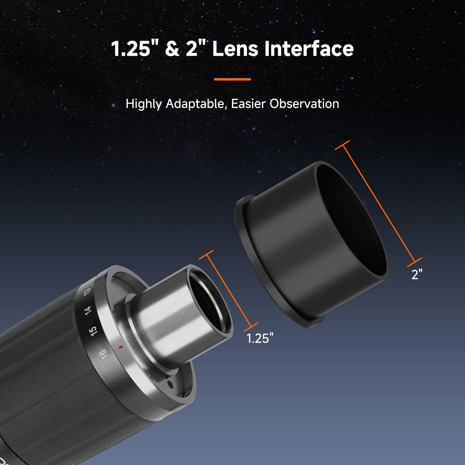 Svbony SV245 Oculare per Telescopio con Zoom, 1.25" 8 mm-16 mm Oculare Universale per Telescopio, Campo Visivo Costante 63° Accessori per Astronomia con Adattatore da 2", per Osservazione della luna