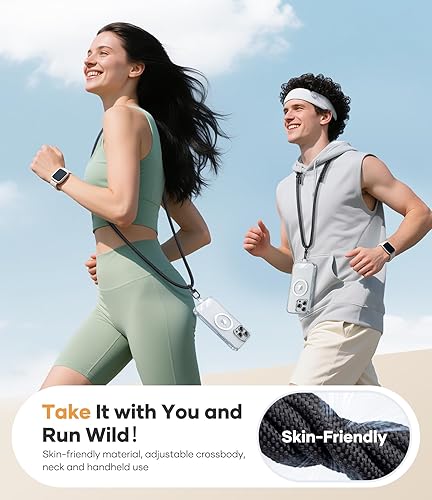 Miniatura 8 de SSLOTSCASE Correa cruzada para teléfono con 2 pestañas transparentes de TPU, correa antirrobo ajustable, hebillas de metal de alta calidad, cómodo