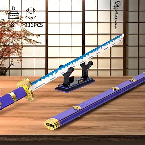 Miniatura 2 de Juego de construcción de espadas de anime para cosplay, bloque de construcción de espada Yamato de anime con vaina y soporte, kits de modelo,
