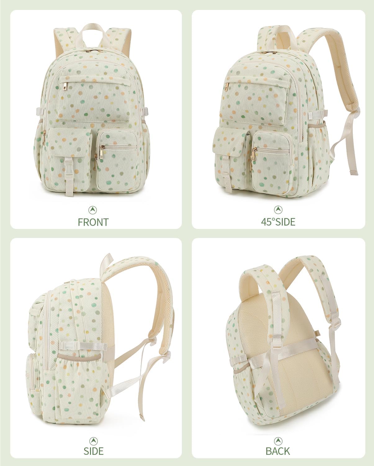 School Backpack Teen Girls Boys Corduroy