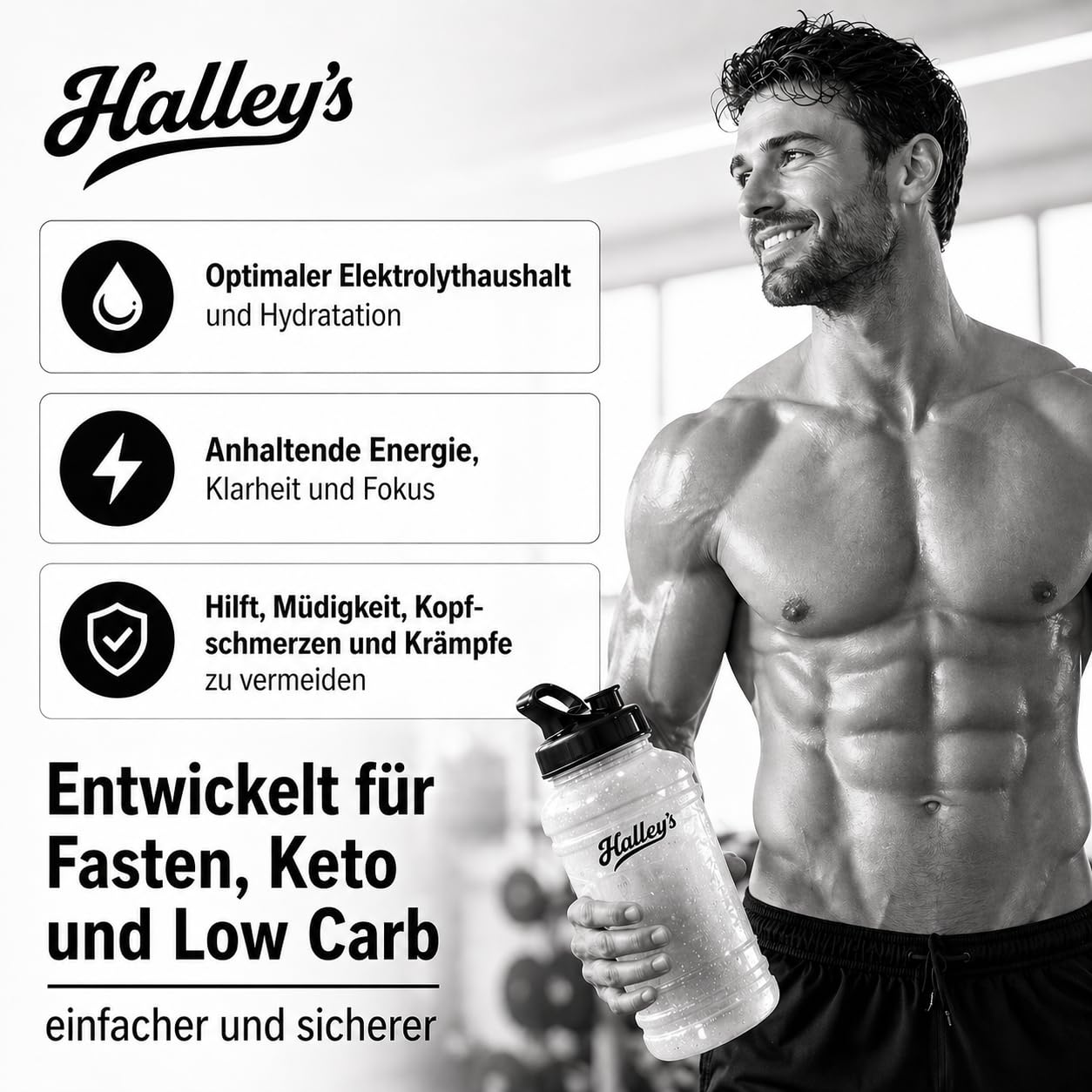Halley’s Elektrolyte ohne zucker und süßstoff, Elektrolyte pulver 1kg | Elektrolyt Pulver mit Natrium, Kalium & Magnesium (200 Portionen), Elektrolyte ohne Zucker, Süßstoffe & Aromen - für Fasten.