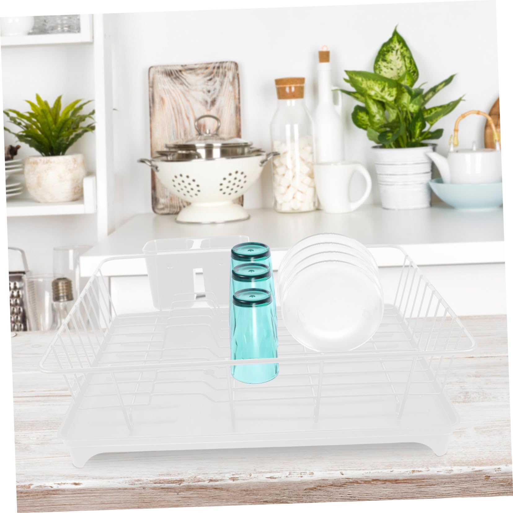 escurridor de vajilla, Rejilla for secar platos con soporte for cubiertos y drenaje automático for, tazas utensilios