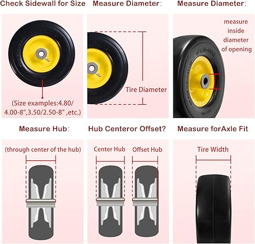 Miniatura 3 de Paquete de 2 neumáticos planos para cortacésped de 9 x 3.50-4 pulgadas, repuesto para cortacésped delantero de giro cero y tractores de jardín, cubo