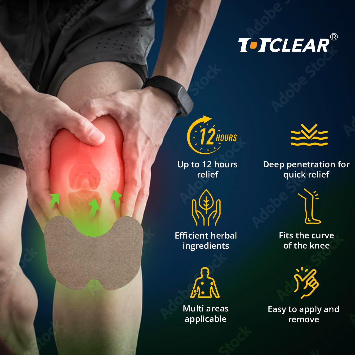 Knee Relief Patches: Herbal Knee Patches - Heat Patches for Joint Back Shoulder Neck - Wormwood Relieving - Warming Patches - Herbal Patches for Knee - 12 Hour Long Lasting Relief for Muscle 24 Count (Pack of 1) image 6 of 7 B0FD8319L3