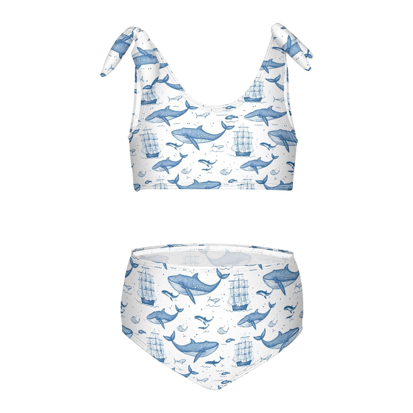 Whale Boats Girls Two Piece Tankini Swimsuits Summer Bathing Suit Beach Swimwear Set, 4T Multicoloured