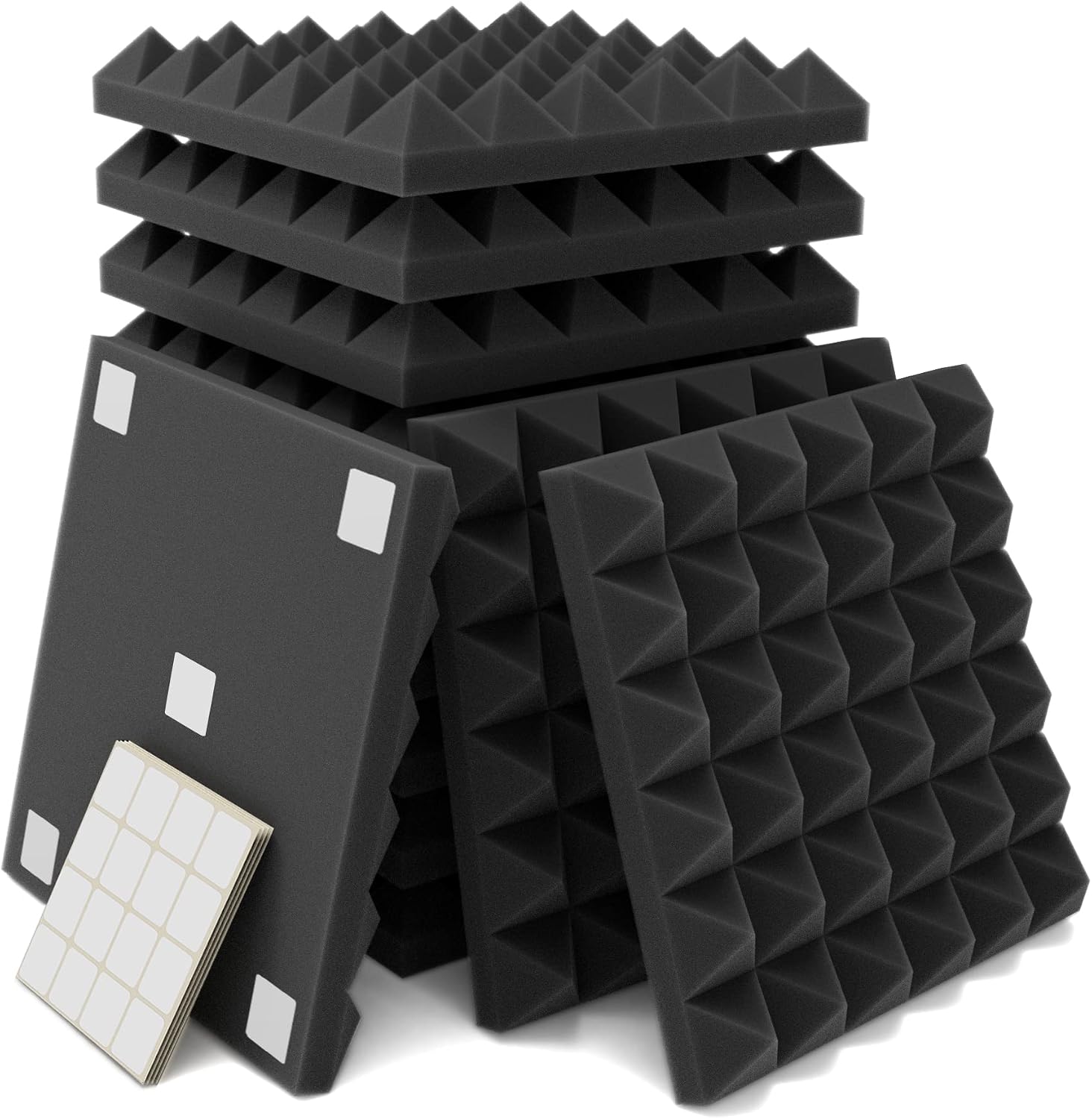 ACOUSPANEL Akustikschaumstoff 32 Platten – Je 15x15x6 Cm, Keilform, Anthrazit, Für Studio & Heimkino