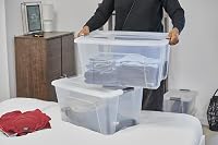 Cutie de depozitare cu capac Iris Ohyama NTB-45, 45L, 4 buc, Argintiu, Închidere sigură, Stivuibilă, Cu mânere, Plastic fără BPA 4