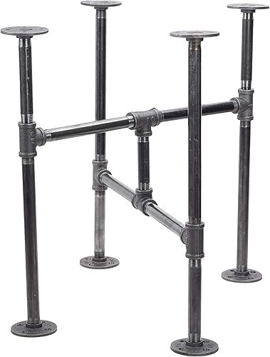 Miniatura 13 de PIPE DECOR Juego de patas de mesa auxiliar, kit de base de mesa auxiliar industrial rústica, tubos y accesorios ásperos gris oscuro, construcción