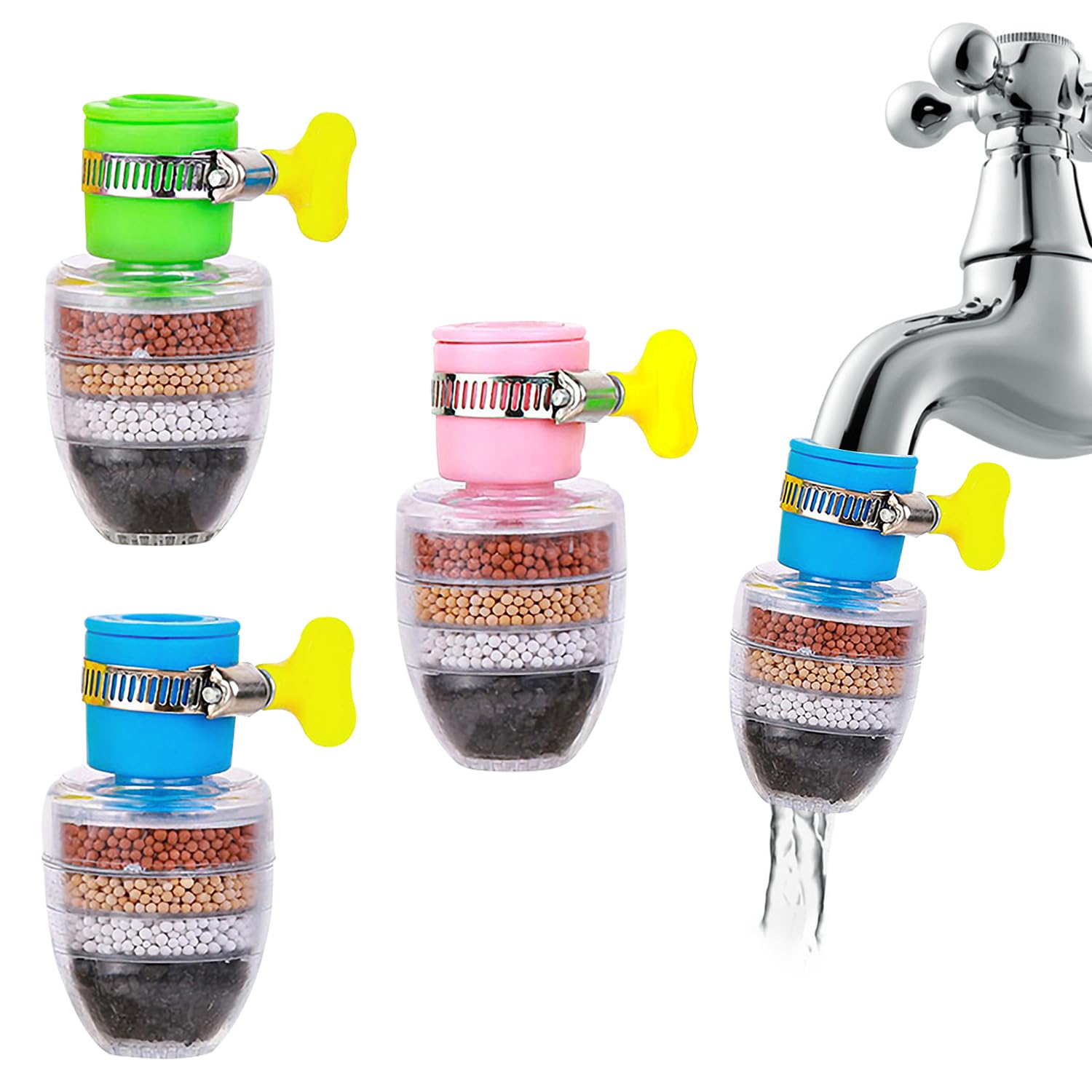 3PCS Water Tap Filter,PVC Faucet Water Filter,Activated Carbon Kitchen Tap Filter for Home Kitchen Bathroom