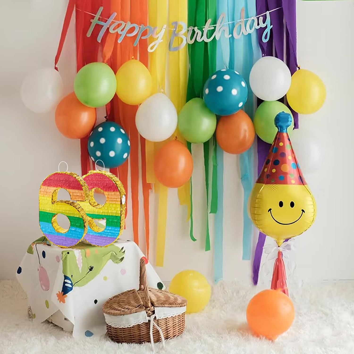PCFING 20 Inch Number 4 Piñata Bundle with Number 9 Piñata Rainbow with 30 Inch Piñata Stick Blindfold Confetti for Boy Girl Kids Birthday Party Decorations, Anniversary Celebration, Fiesta