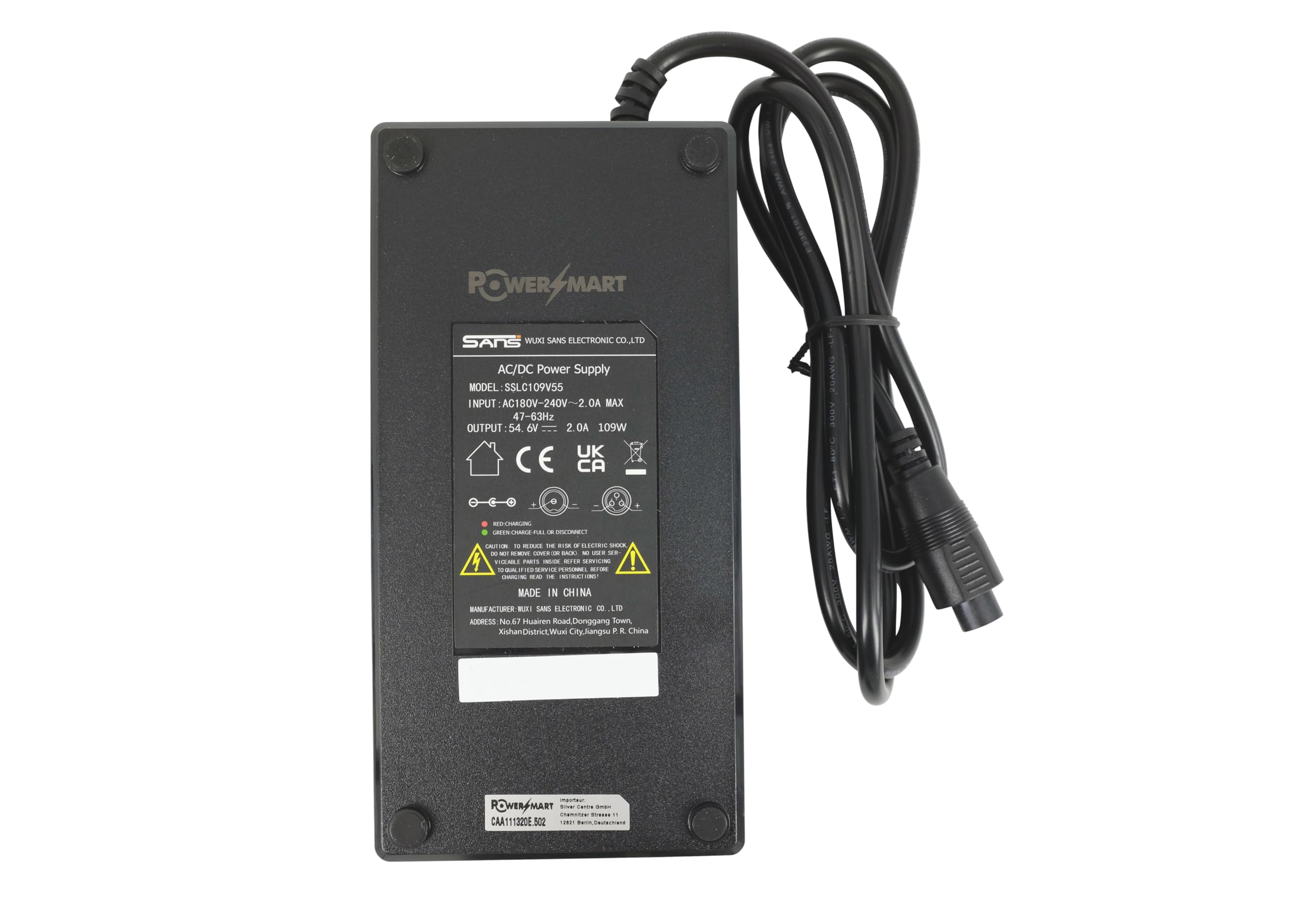 PowerSmart® 54,6V 2A Ladegerät für 48V Akku für Fischer Proline MTB M 1608, Proline Trekking ETH 1606