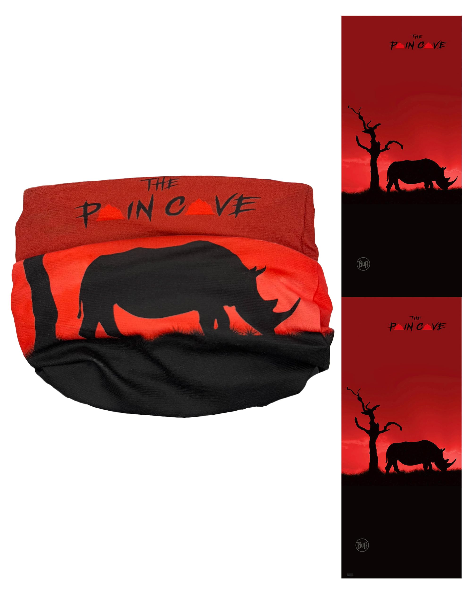 THE PAIN CAVE Buff Multifunctional Snood - Neck Warmer Snoods for Men & Women with Sun Protection, Neck Gaiter for Ski, Cycling, Running - Rhino