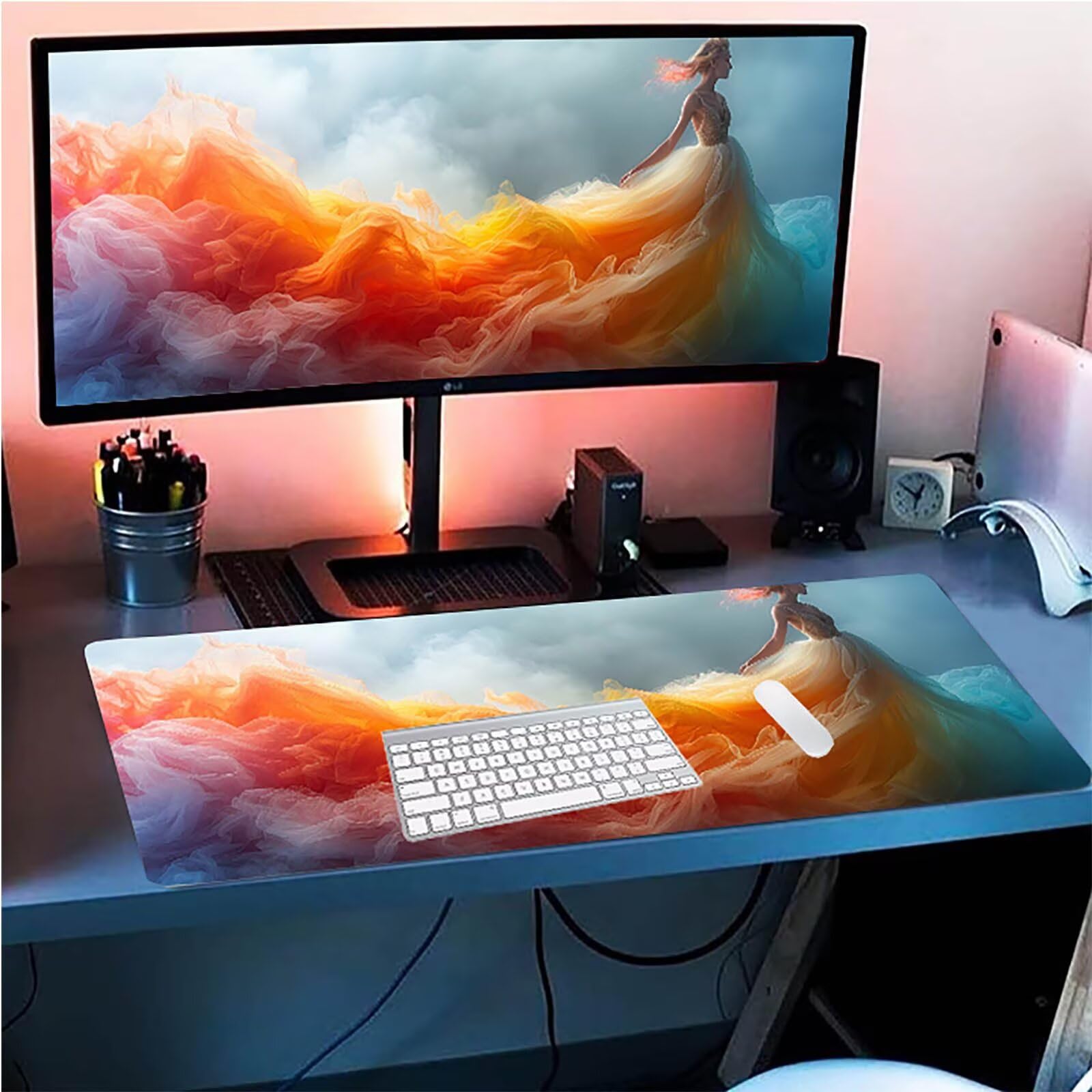 Tappetino Mouse XXL 1500 x 800 mm, Tappetino Mouse Donna, Gaming Mousepad Migliorare la Velocità e la Precisione, Mouse Pad con Base in Gomma Antiscivolo, Ufficio Accessori Gaming, Grigio 0-5183