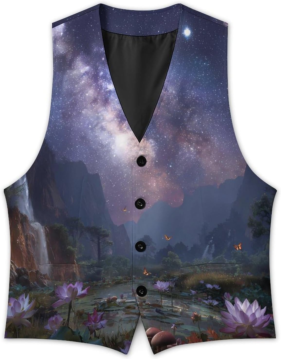 Galaxy Mountain Landscape Men's Suit Vest Formal Vests Casual Dress Fit Waistcoat Casual Tuxedo for Business