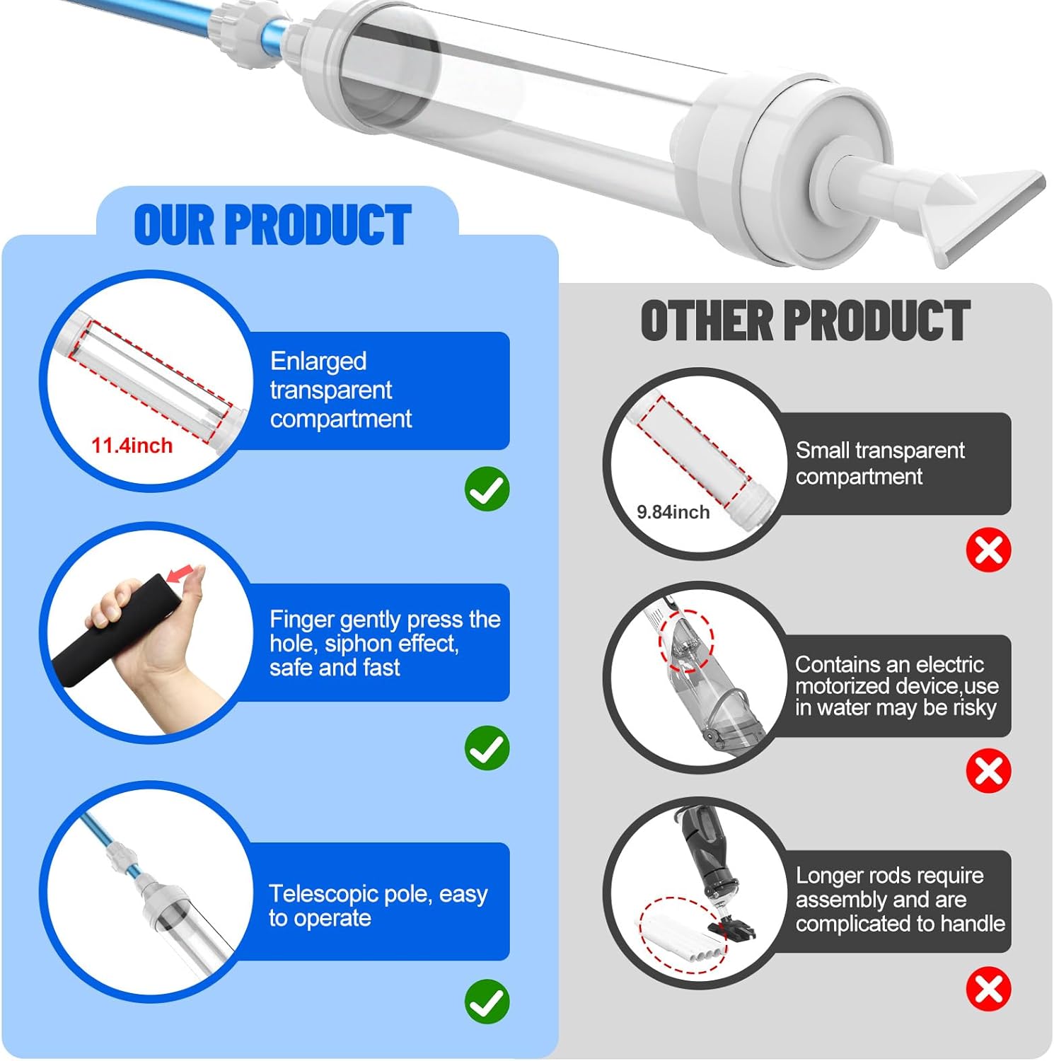 6250 Paradise Power Spa Vacuum for Hot Tub, No Pumping, No Batteries or Electricity, Portable Vacuum Spa Vac Cordless, Handheld Hot Tub Vacuums Picks Up Sand, Leaves & Debris, Water Pressure Powered