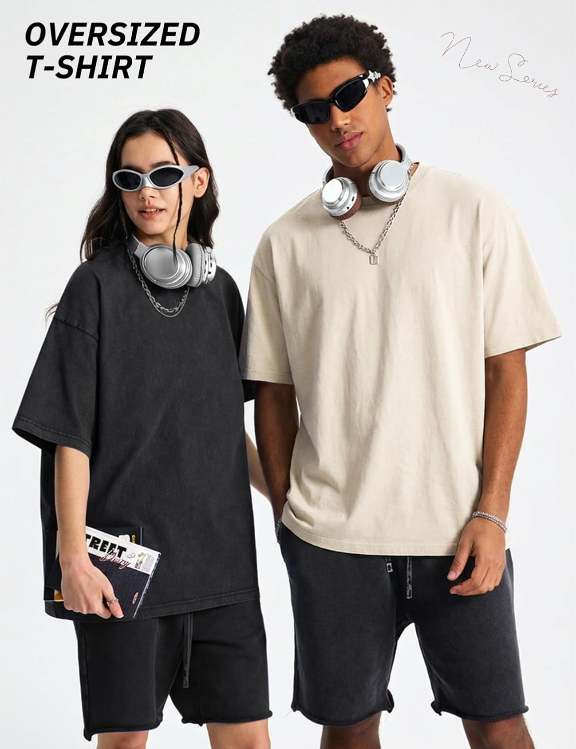 Arssm Mens Oversized T Shirts Cotton Acid Wash T-Shirts Baggy Vintage Tees Loose Fit Heavyweight Streetwear Tops - Image 7