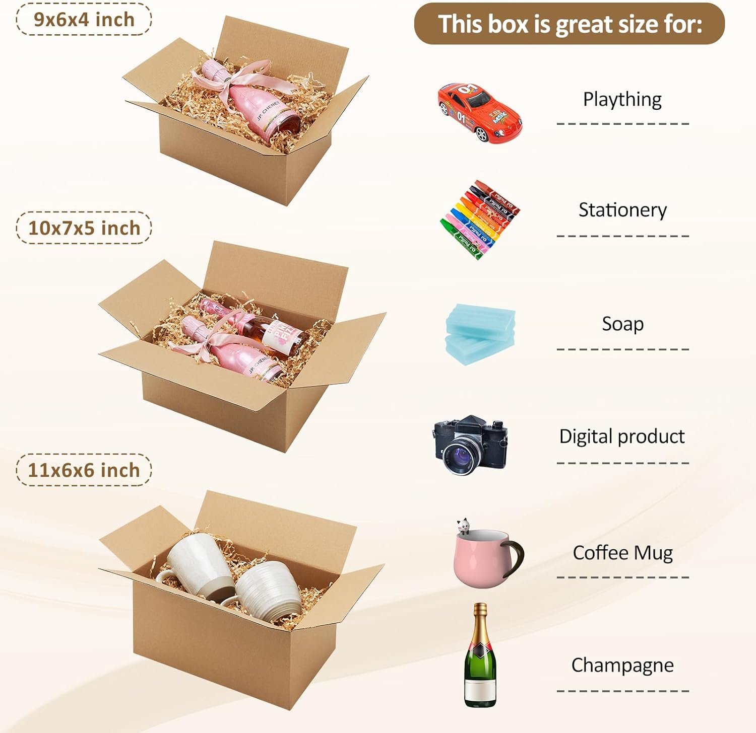 Eupako 30 Pack Small Shipping Boxes Assorted Sizes, 9x6x4 & 10x7x5 & 11x6x6 10 PCS Each Mailing Boxes, Brown Corrugated Box Mailers, Cardboard Boxes for Packaging Small Business