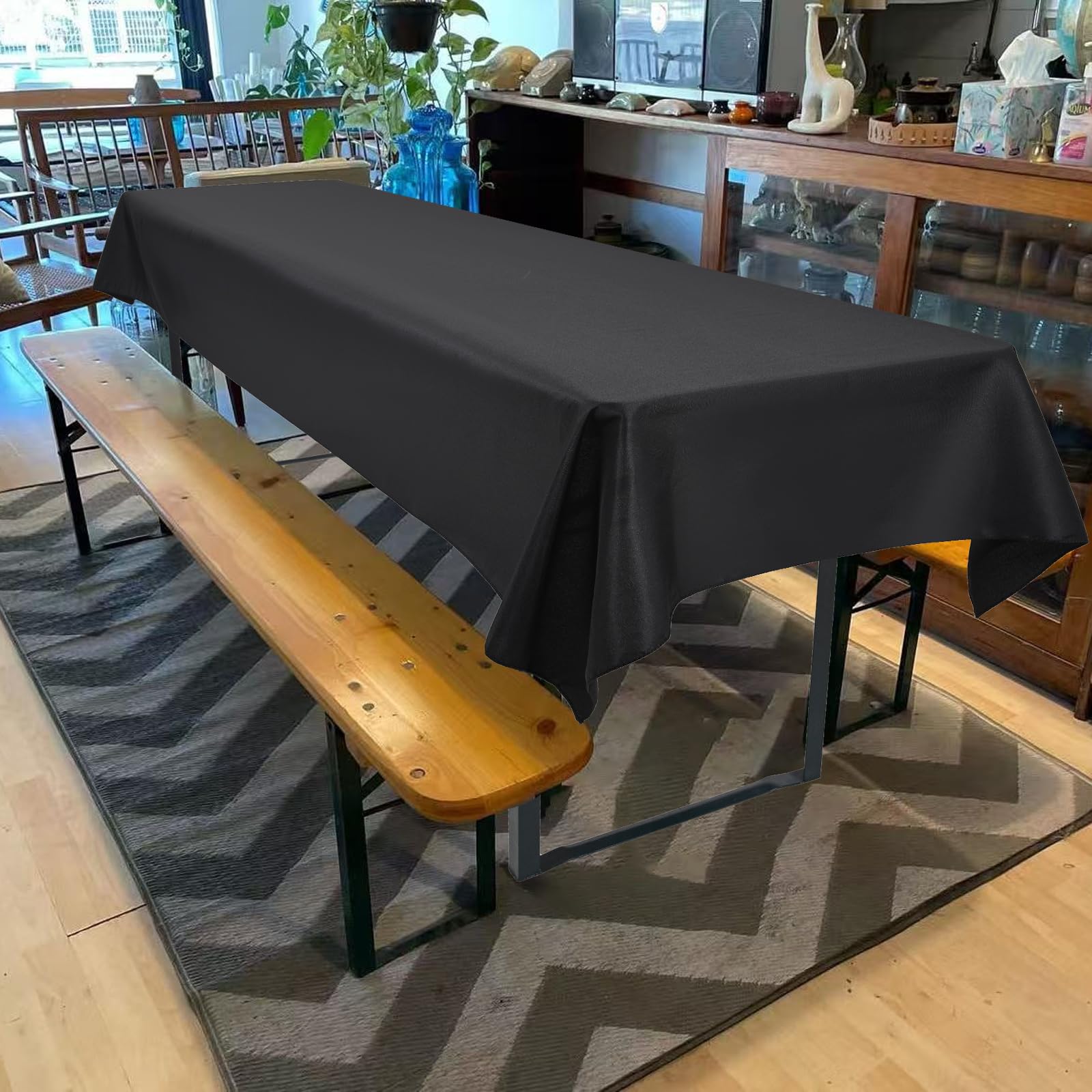 Pack de 10 manteles de cerveza gris oscuro, 250 x 110 cm, poliéster, mantel lavable y duradero, para jardín, fiestas, cumpleaños o barbacoa (gris oscuro)