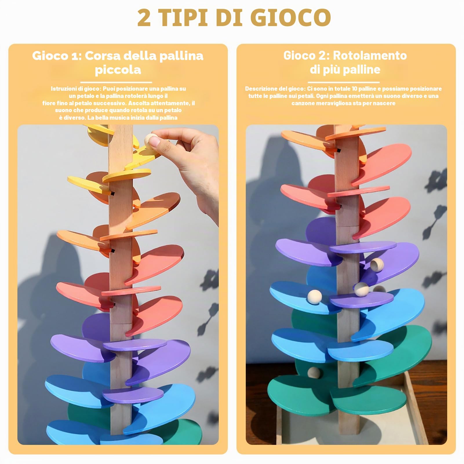Albero musicale con 10 palline, giocattolo educativo per ragazze e ragazzi dai 3 anni in su