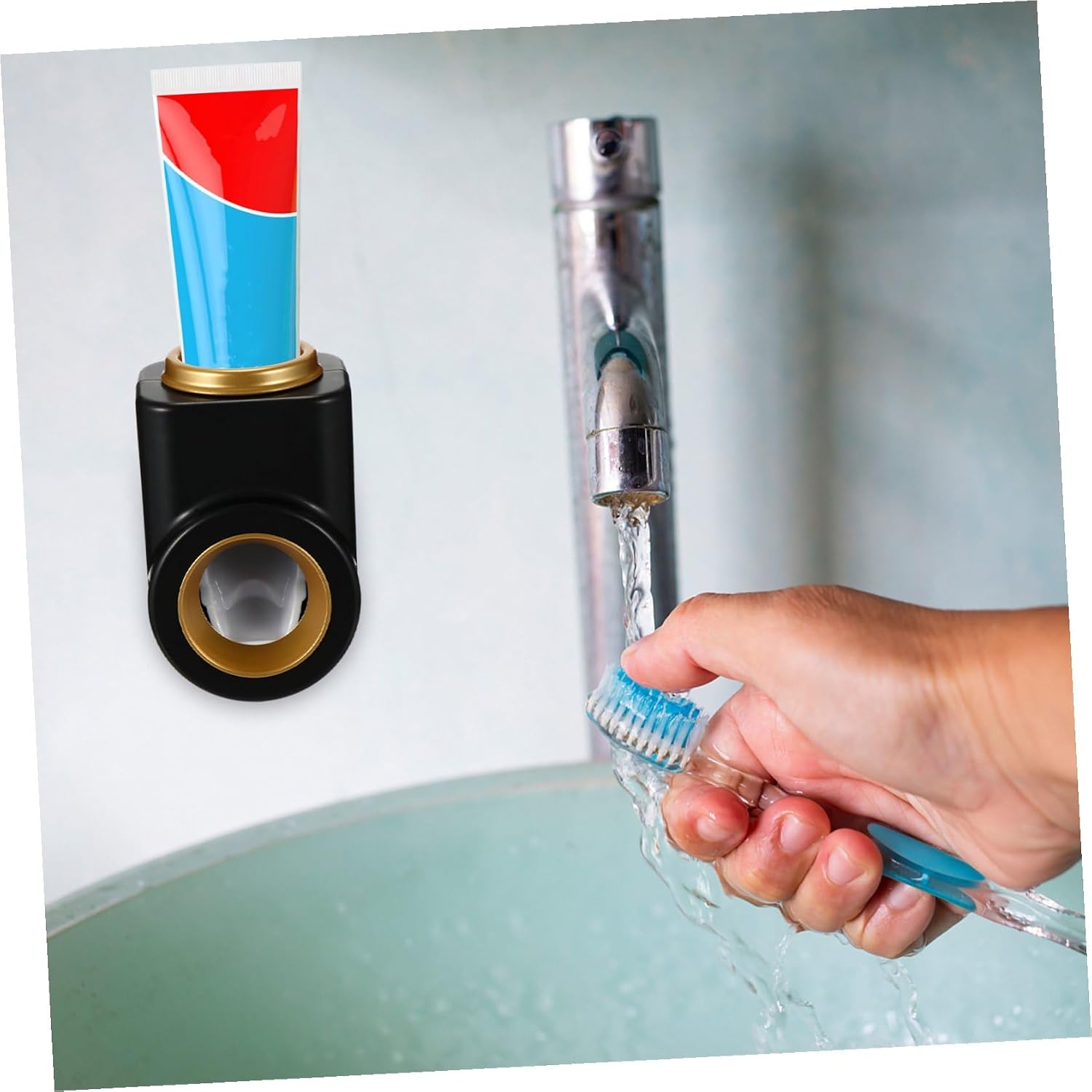 Punch-Free Toothpaste Holder Wall-Mounted Squeezer Dispenser Easy Install