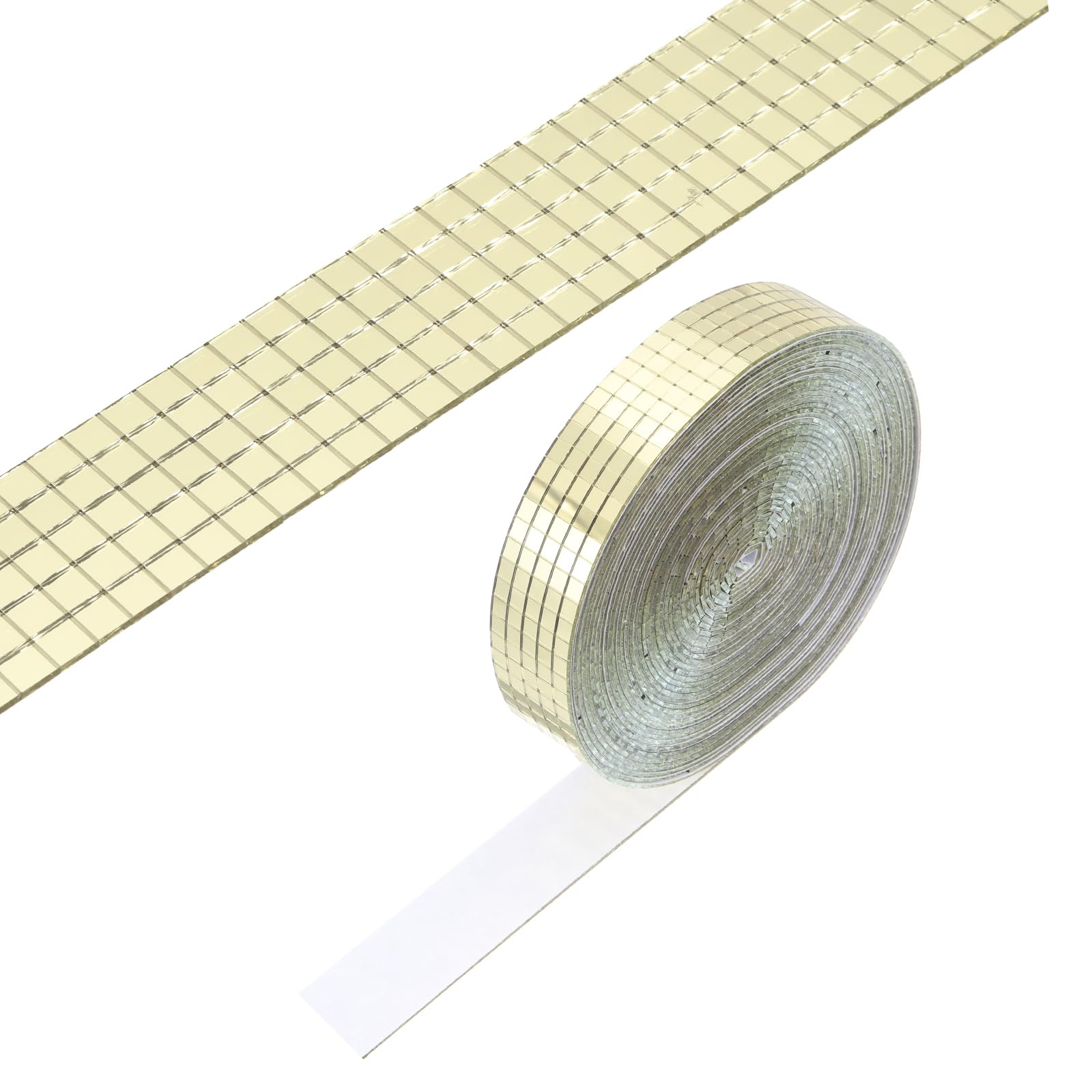 PATIKIL 5x5mm Self Adhesive Mirrors Mosaic Tiles, 8000 Pcs Square Mini Glass Mosaic Disco Tile Sticker for DIY Craft Disco Ball Party Decoration, Gold Tone