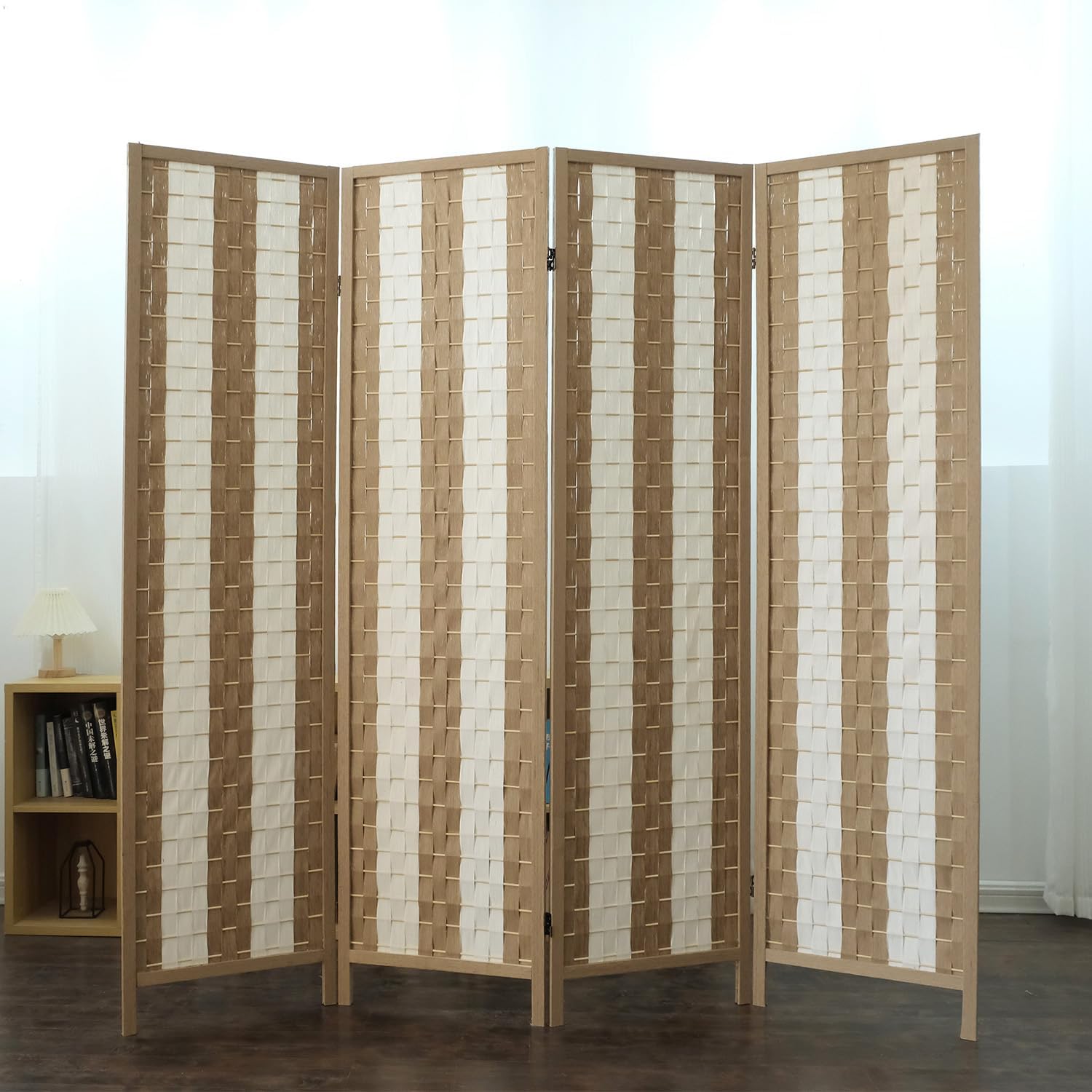 Furnnylane 4 Panel Room Divider Screen,Double Sided Room Divider Folding Wall