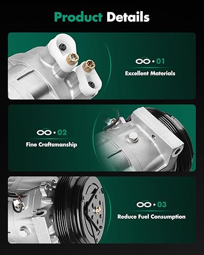 Miniatura 6 de SCITOO Compresor de CA 2003-2006 para I-nfiniti GS35 3.5L 2003-2008 para I-nfiniti FX35 3.5L CO 11149RW Compresor de aire acondicionado