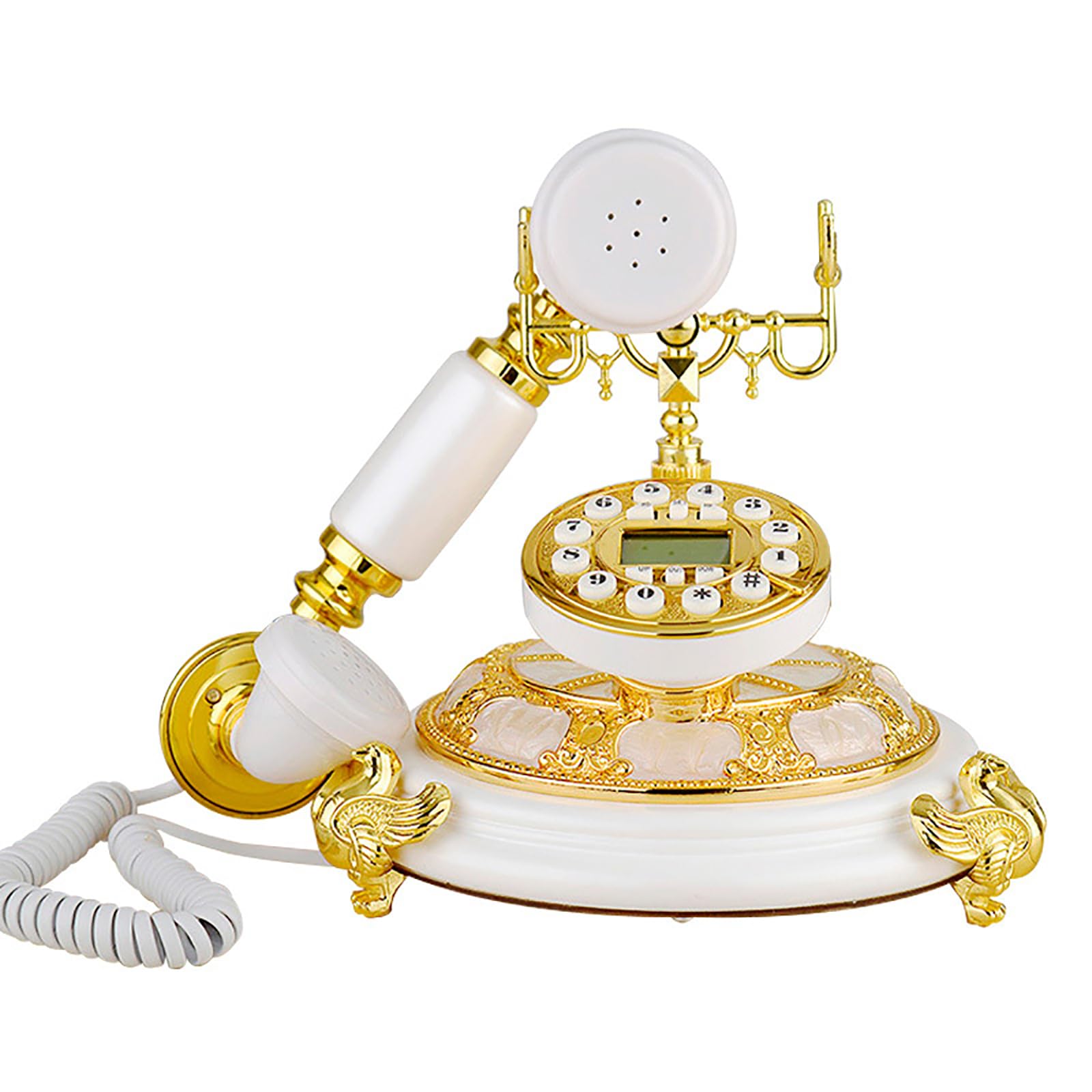 Staromodny Telefon Stacjonarny Na Biurko, Przewodowy Telefon Stacjonarny W Stylu Retro, Zabytkowy Telefon Stacjonarny Z Wyświetlaczem I Klasycznym Dzwonkiem, Bez Baterii I Z Efektem Antycznym