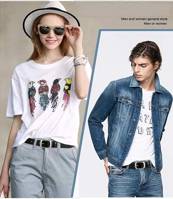 SUOSDEY Confezione da 2 cinture reversibili in pelle da donna, regolabili, per abiti e jeans, con fibbia oro e argento, larghezza 2,3 cm, Nero/Marrone+Nero/Bianco, Suit Waist Size 38''-42