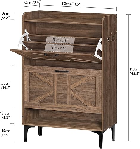 Vista 29 de SHWT9401 Gabinete de almacenamiento de zapatos, organizador de zapatos con 2 cajones abatibles, almacenamiento oculto de zapatos para entrada