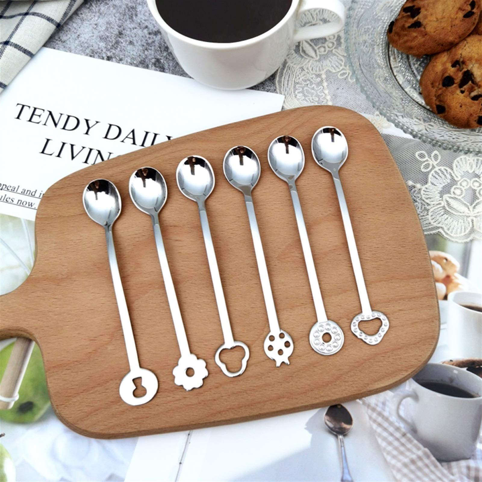 Cucharas de Postre Café de acero inoxidable con agitación de la cucharada de la cucharada de la cuchara de la cuchara de café, láctea de la barra de la barra de la lámina de la cucharada de la cuchara