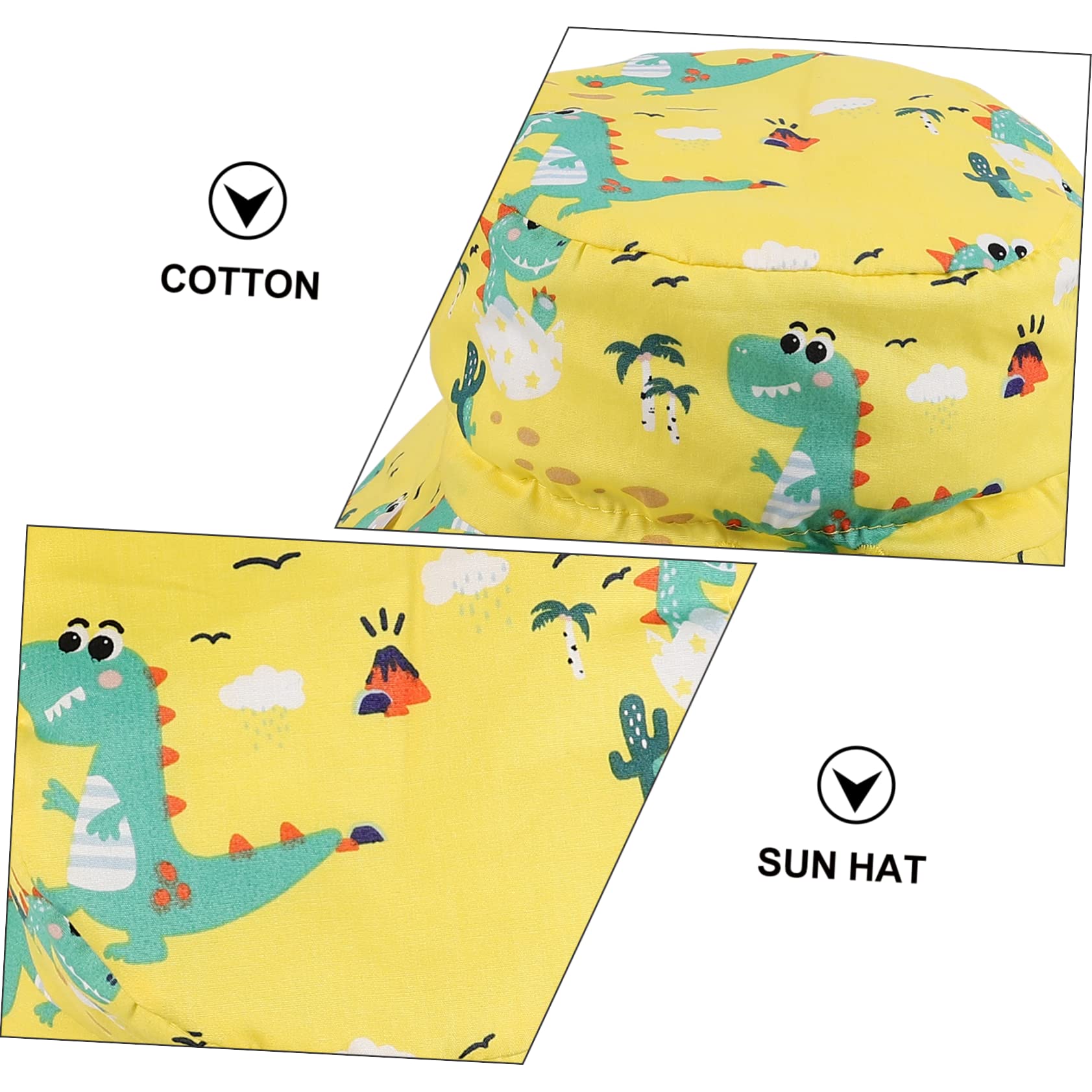 Cappello da Sole per Bambini Giallo in Cotone Poliestere, Stile Pescatore