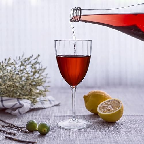 Miniatura 4 de Tosnail Paquete de 16 copas de vino de plástico transparente de 8 onzas, vasos de vino desechables de plástico duro, tazas altas para bodas, fiestas