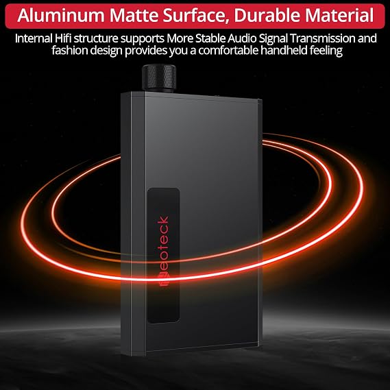 Neoteck Portable 3.5mm Headphone Amplifier, Headphone Amp | with Bluetooth 5.1 Receiver, Bass Boost Switch, 16-300 Ohm HiFi Earphone Amp, Aluminum Matte Surface