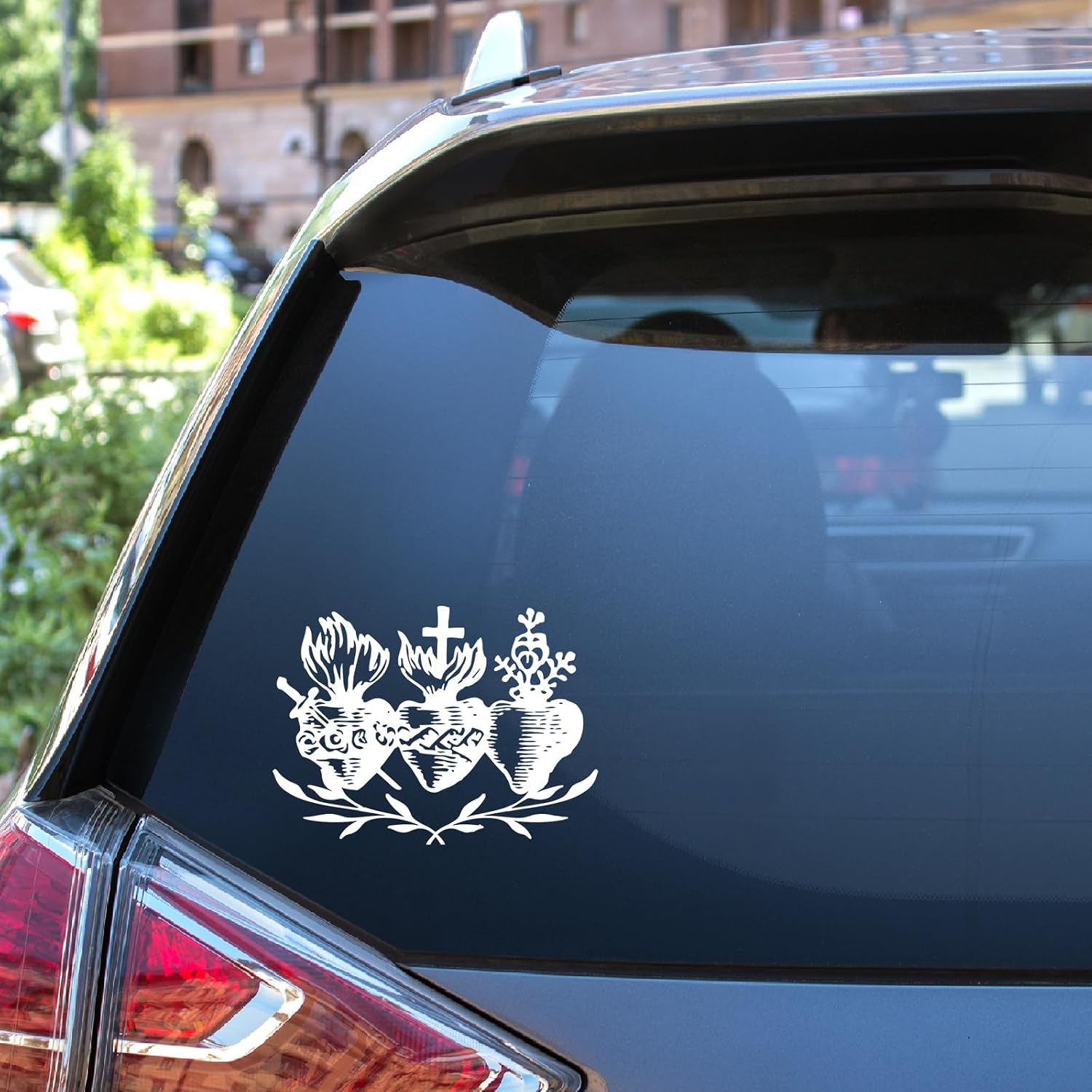 5pcs Sacred Immaculate Hearts of Jesus Car Decal, Holy Family JMJ Bumper Sticker, Catholic Religious Prayer Gift (6"x4.4")