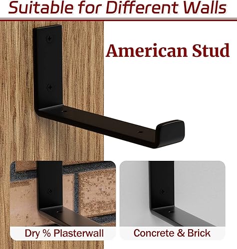 Miniatura 3 de Paquete de 8 soportes de estante de 9.25 pulgadas de largo x 6 pulgadas de alto x 1.5 pulgadas de ancho, soporte de estante flotante de hierro de 15