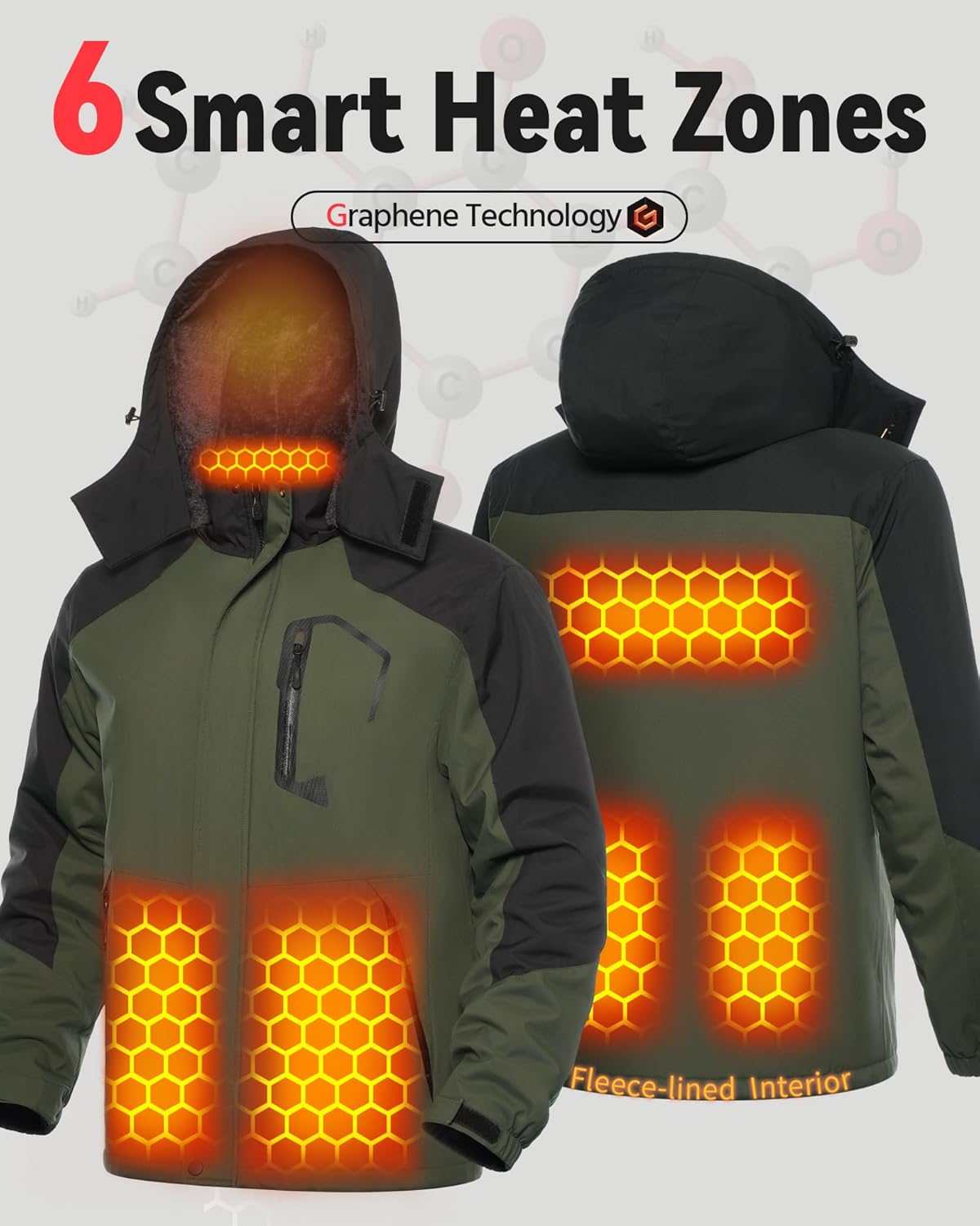 Wulcea Graphene Heated Jacket for Men Fur Lined with Large Capacity Battery Pack - Image 4