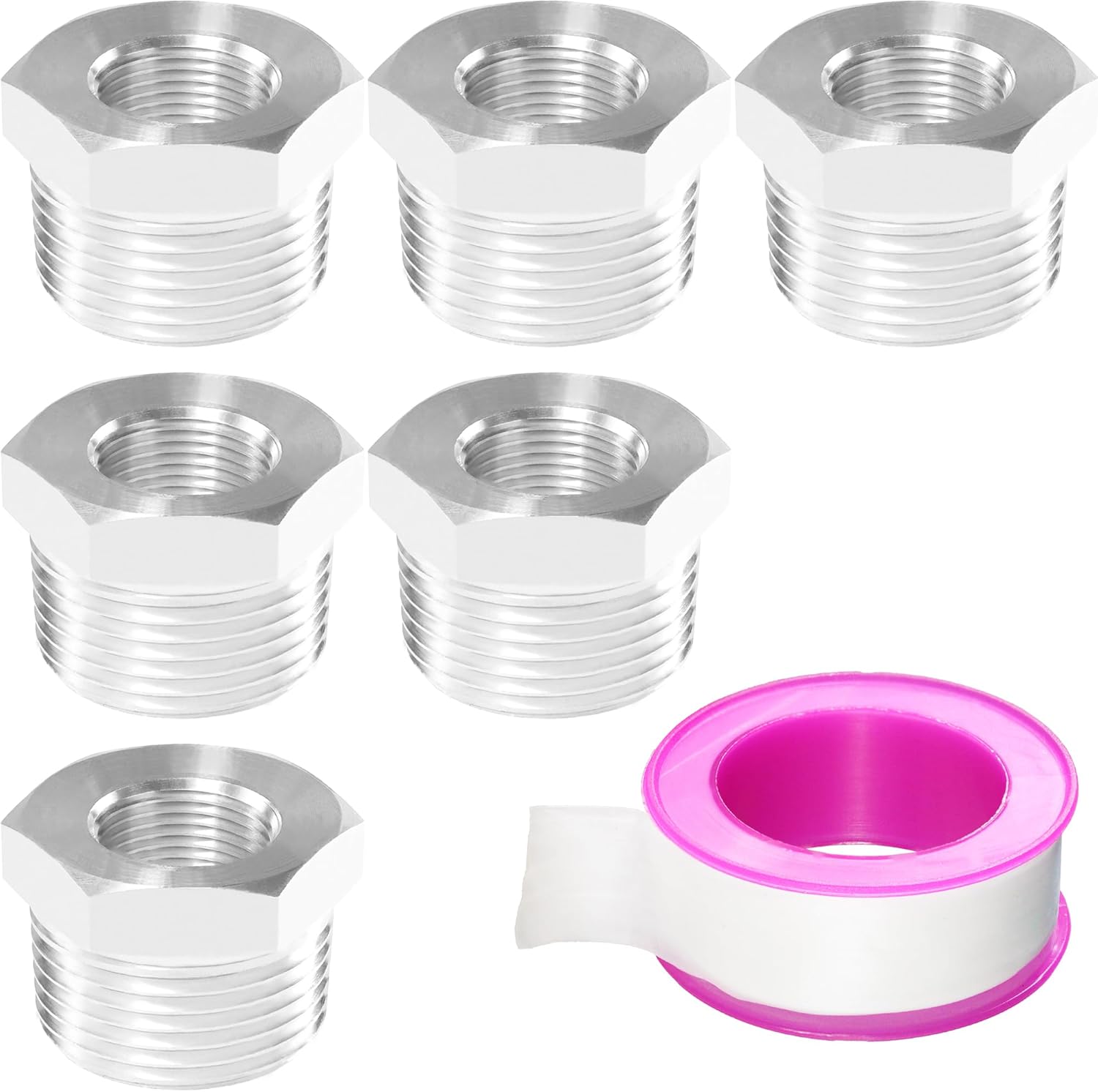 Stainless Steel Reducer Hex Bushing Threaded Pipe Fitting 1" NPT Male x 3/8" NPT Female Bushing 1 to 3/8 Adapter Pipe Fitting (Pack of 6)