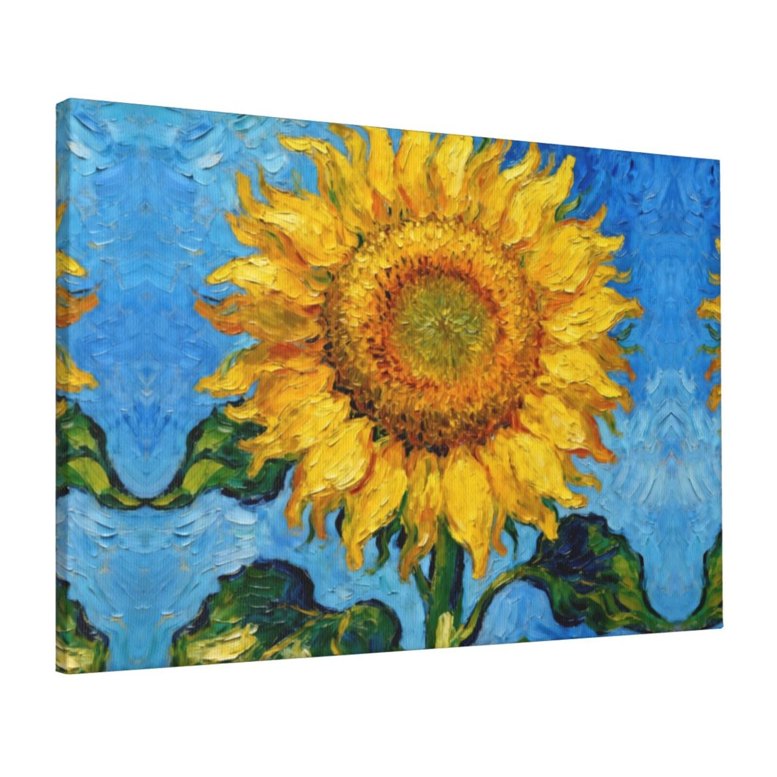 CNTDBU Sunflower Canvas Wall Art 16x24 Inch-Large Modern Painting Print for Living Room, Framed Ready to Hang Artwork for Bedroom