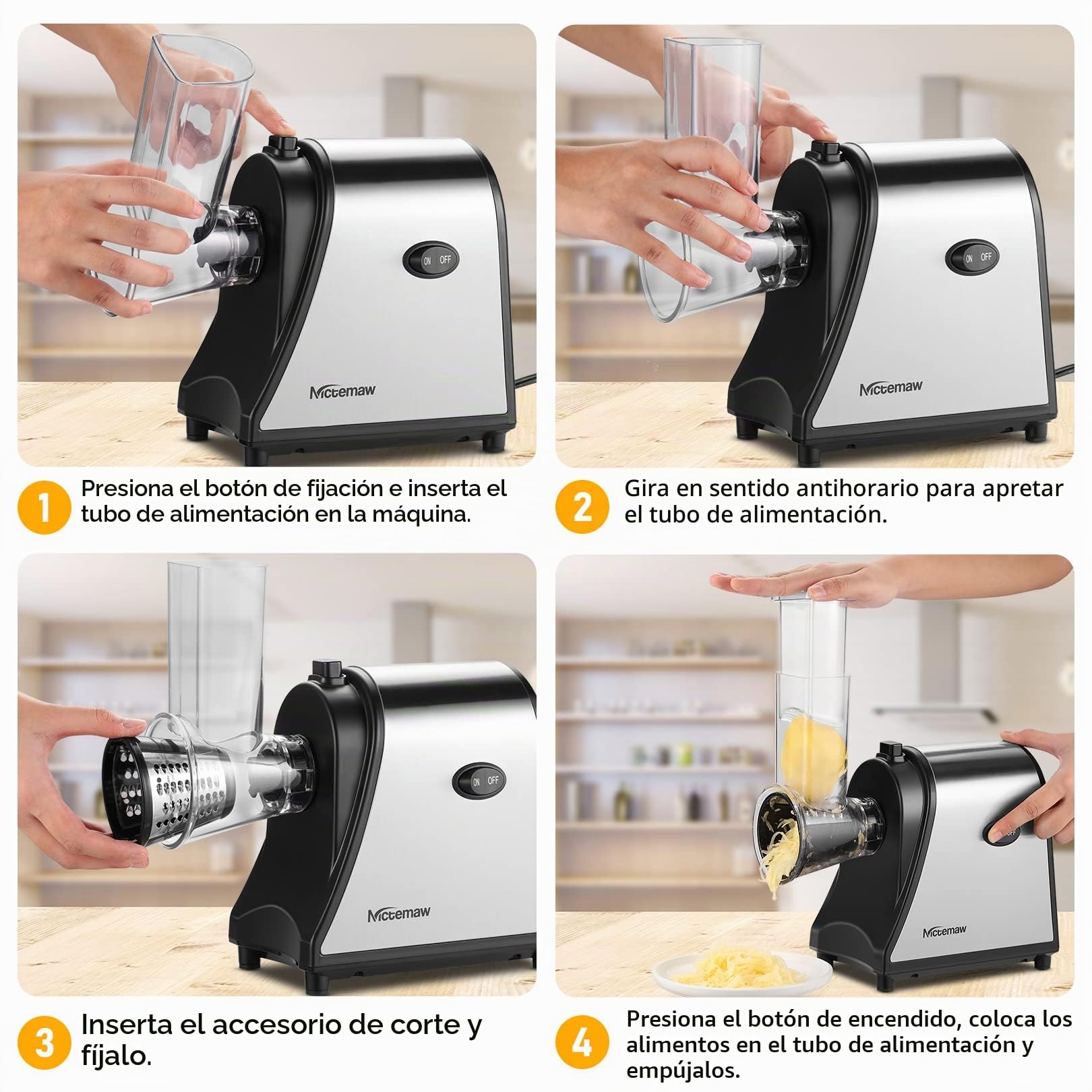 Cortador de verduras eléctrico de acero inoxidable 250 W para verduras de cocina con 5 tambores de corte