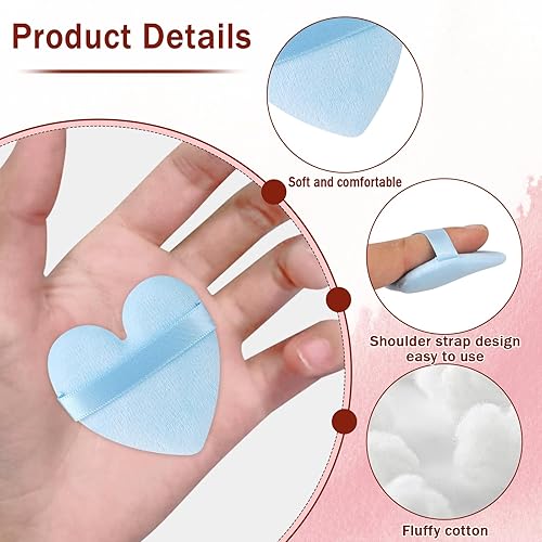 Miniatura 2 de 6 piezas de polvo en forma de corazón, base de maquillaje suave, esponja, aplicador de maquillaje para contornear, ojos y esquina, licuadora de