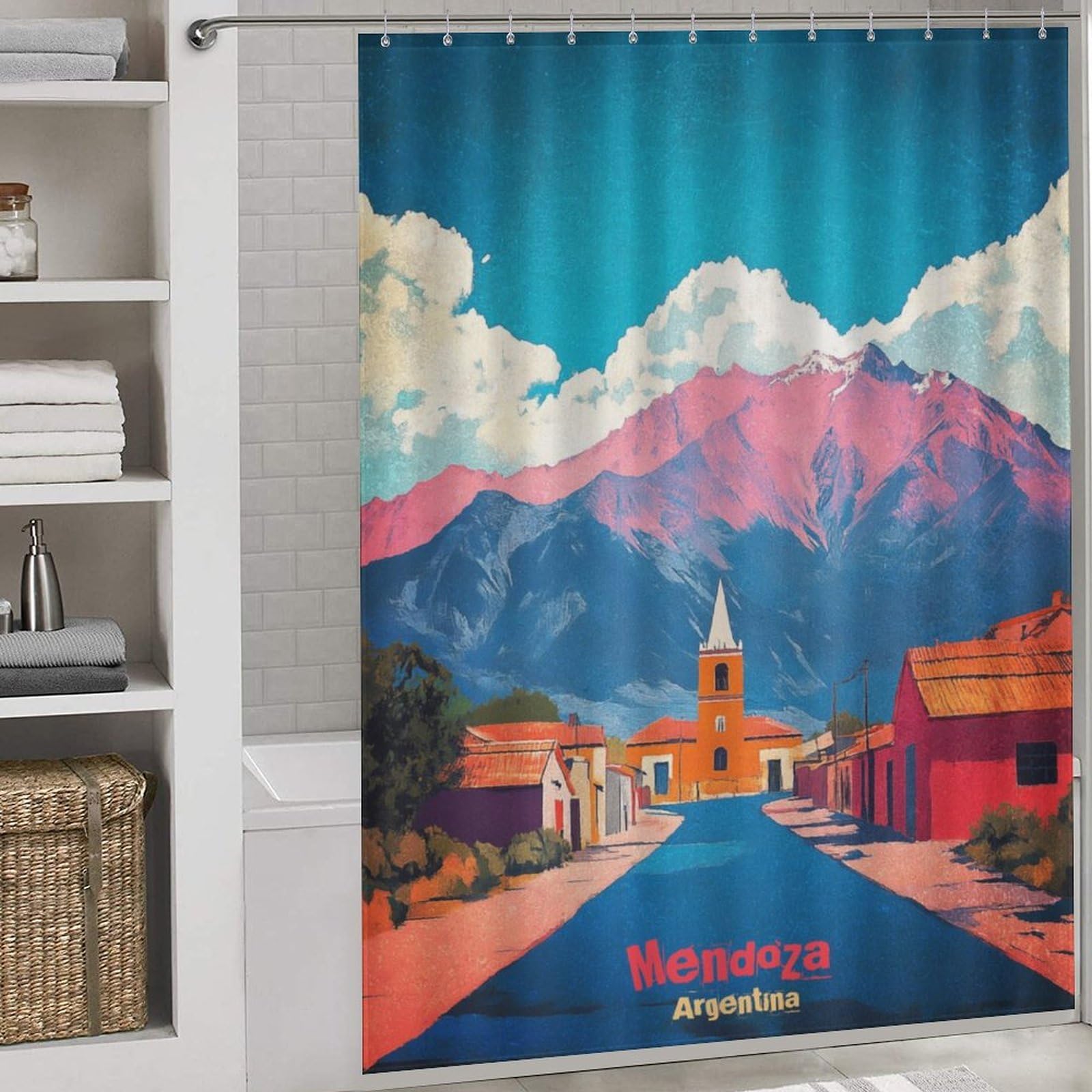 Rideau de douche pour chambre d'hôtel Mendoza Art tissu doux 163x180