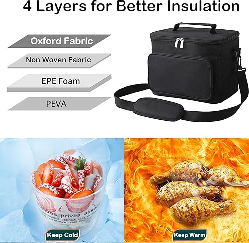 Miniatura 3 de M-YOUNG Lonchera grande para adultos, bolsa térmica suave para hombres y mujeres, reutilizable, a prueba de fugas, con correa de hombro ajustable