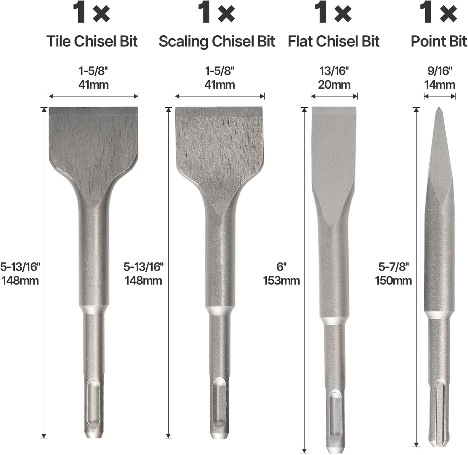 SDS Plus Shank Electric Hammer Masonry Point Groove Flat Chisel Drill Bit for Tile Cement Concrete Brick Stone…